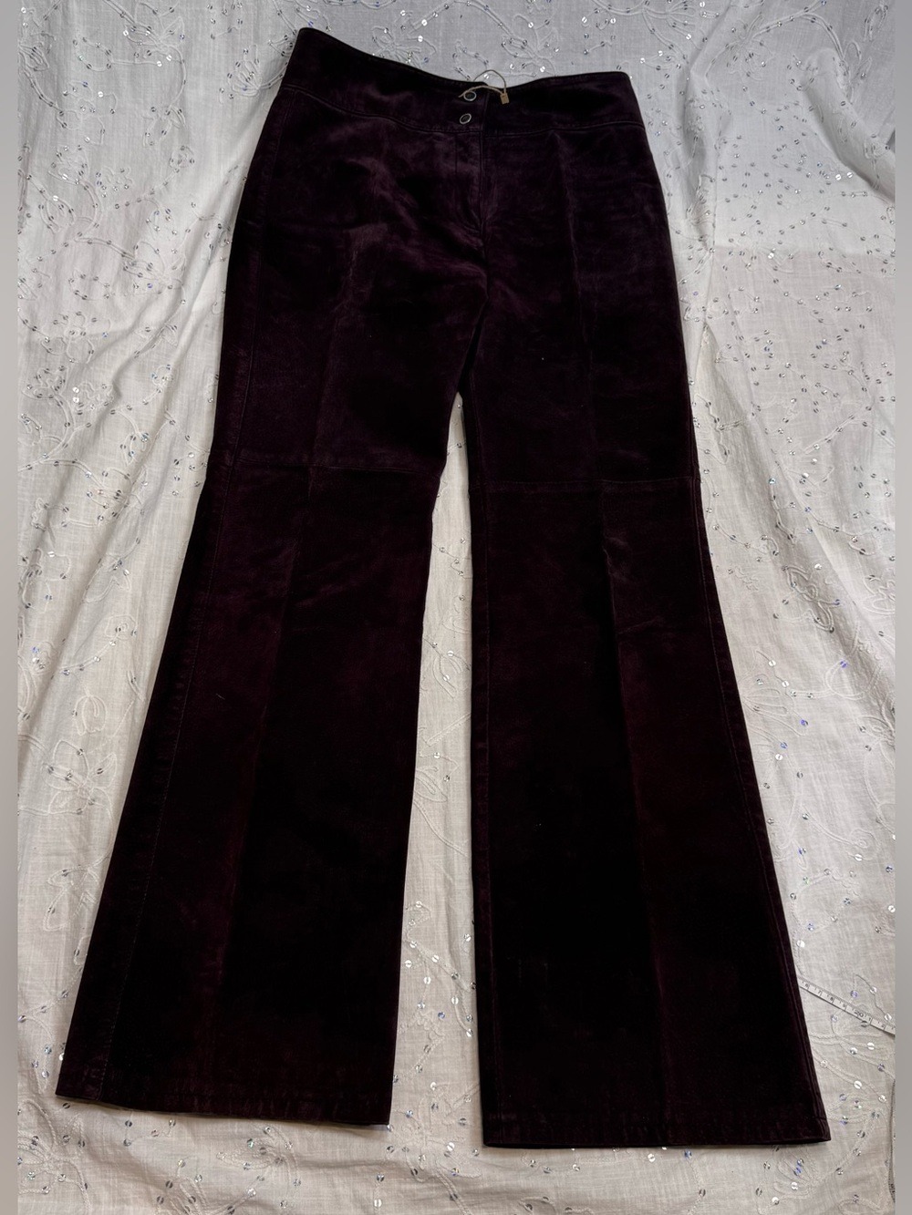 Vintage 90s Skott’s Suede Bootcut Pants Deep Plum Color– Size 4 ( 32” Waist)